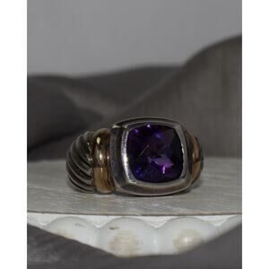 David Yurman 925 & 14k Amethyst Noblesse Cocktail Ring 9G / Sz 7